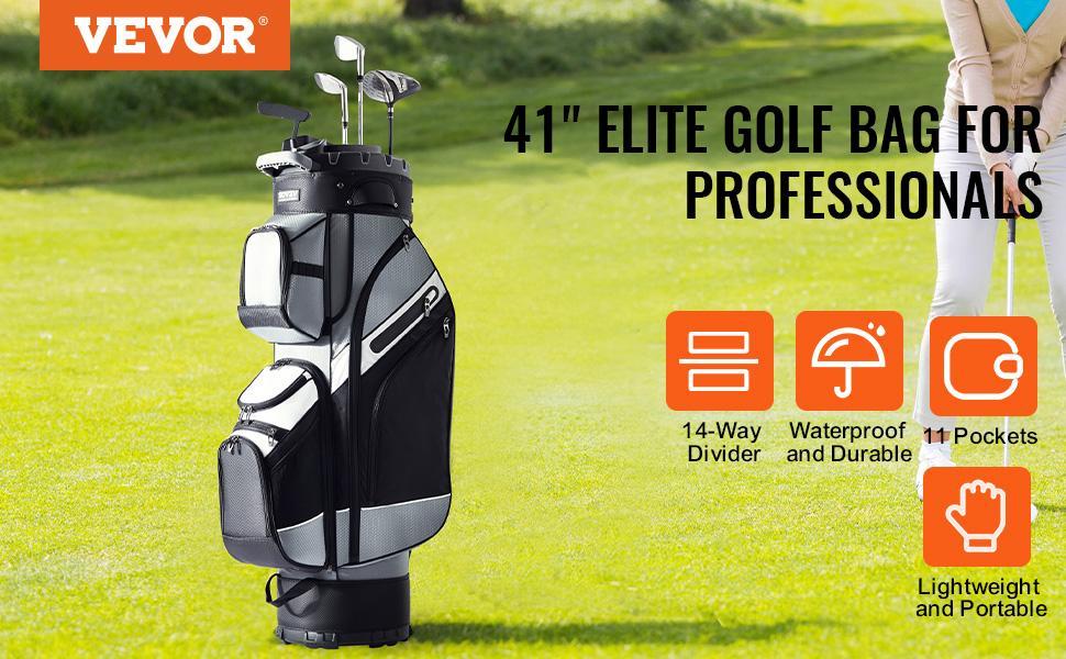 VEVOR Golf Cart Bag with 14 Way Organizer Divider Top, TikTokShopBlackFriday, 41” 13 Pockets Premium Nylon Cart Bag, Durable Golf Bags with Handles & Dust Cover & Detachable Straps for Men & Women, Black Color-Block VEVOR Golf Cart Bag with 14 Way Organizer Divider Top, TikTokShopBlackFriday, 41” 13 Pockets Premium Nylon Cart Bag, Durable Golf Bags with Handles & Dust Cover & Detachable Straps for Men & Women, Black Color-Block