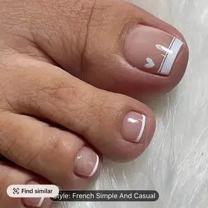 24-Piece Pink French Tip Heart-Shaped Fake Nails Set with Glossy Finish for Manicure - Nail Art, Nail Care