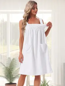 INSPIRE CHIC Women's Towels Wearable Bathrobe Spa Towel for Body Around Towel Straps After Shower Nightgown Terry Dress Summer