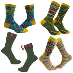 Women's Teacher Socks funny Sarcastic School Graphic Footwear for Ladies Funny Graphic Socks Comfortable Fitted Spandex Cotton