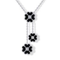 3 Black Onyx Clover - White Gold