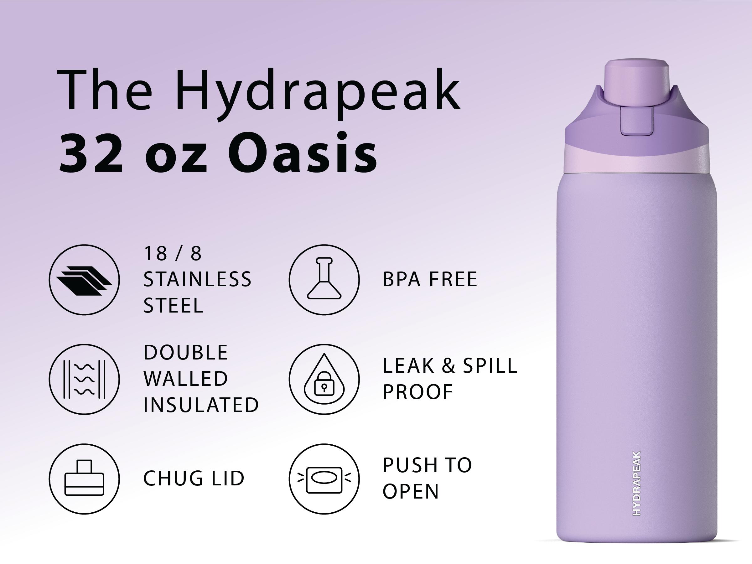 Hydrapeak Oasis 32oz Insulated Water Bottle 100% Leak Proof Stainless Steel Tumbler Cup Portable Drinkware Flask Mug