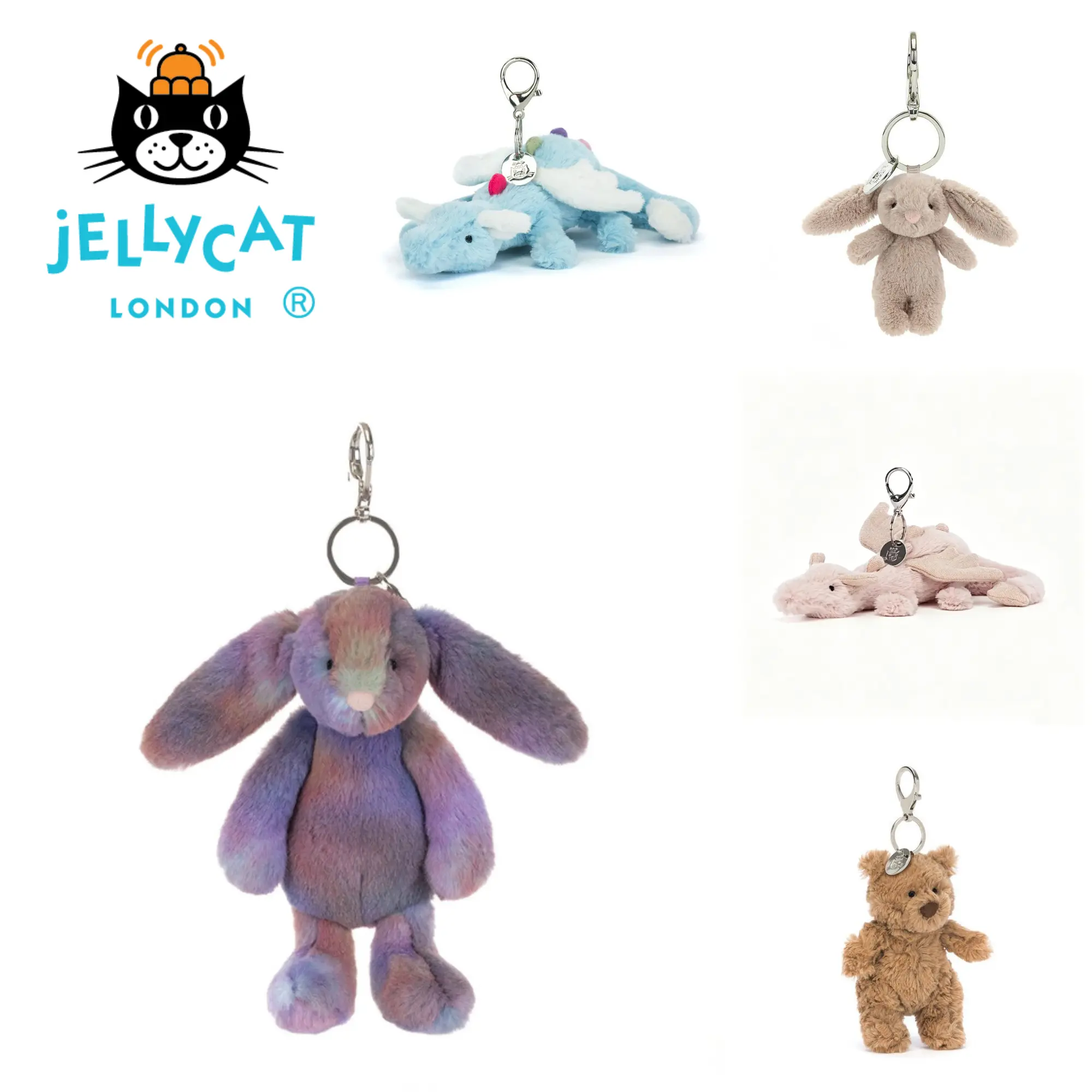 2026 JELLYCAT Plush Bag Charm, Kawaii Plush Keychain Collection, Soft Stuffed Animal Backpack Accessory, Purse Pendant, Back to School Birthday Christmas Gift