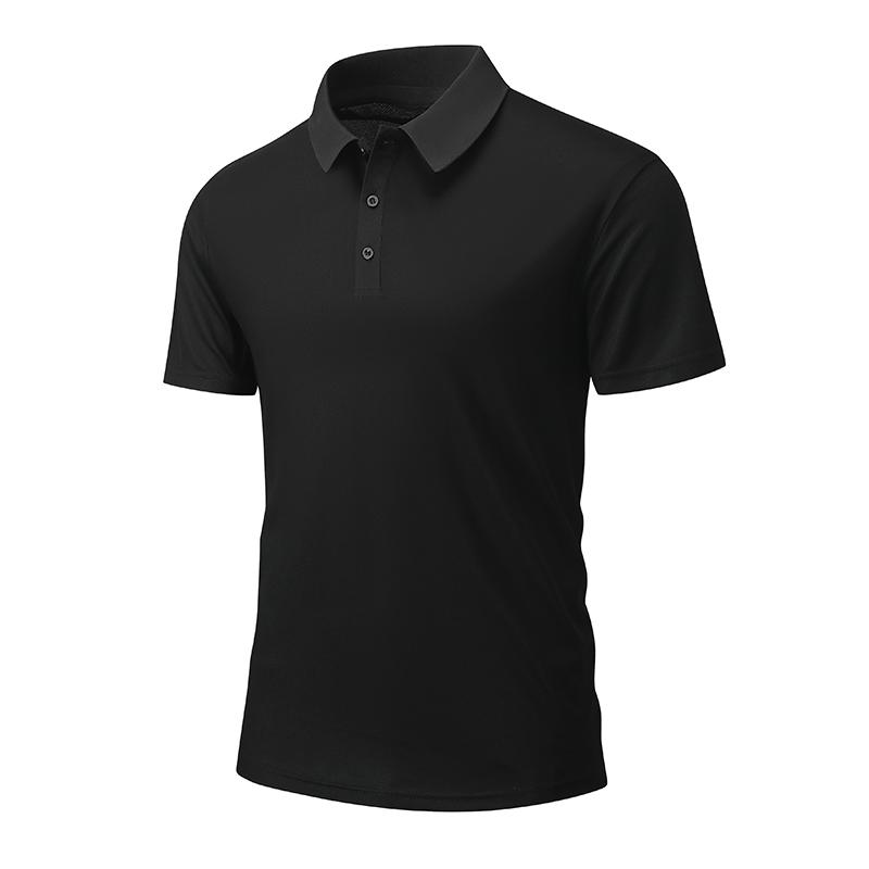 Men's Solid Color Turn-down Collar Polo Shirt Short Sleeve Business Casual Simple Slim Fit Breathable T-shirt Office Menswear
