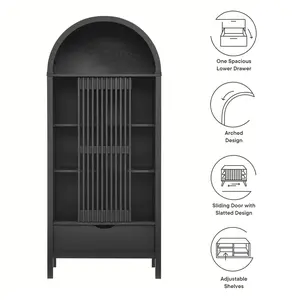 Vaughn 71" Arched Storage Display Cabinet in Black