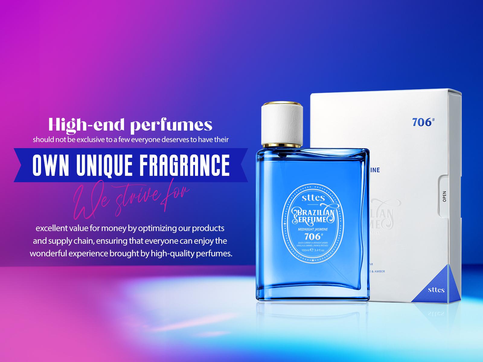 Sttes Perfume 706# (MIDNIGHT JASMINE) – Eau De Parfum 100ml (3.4 fl oz) – Black Currant, Jasmine, Vanilla