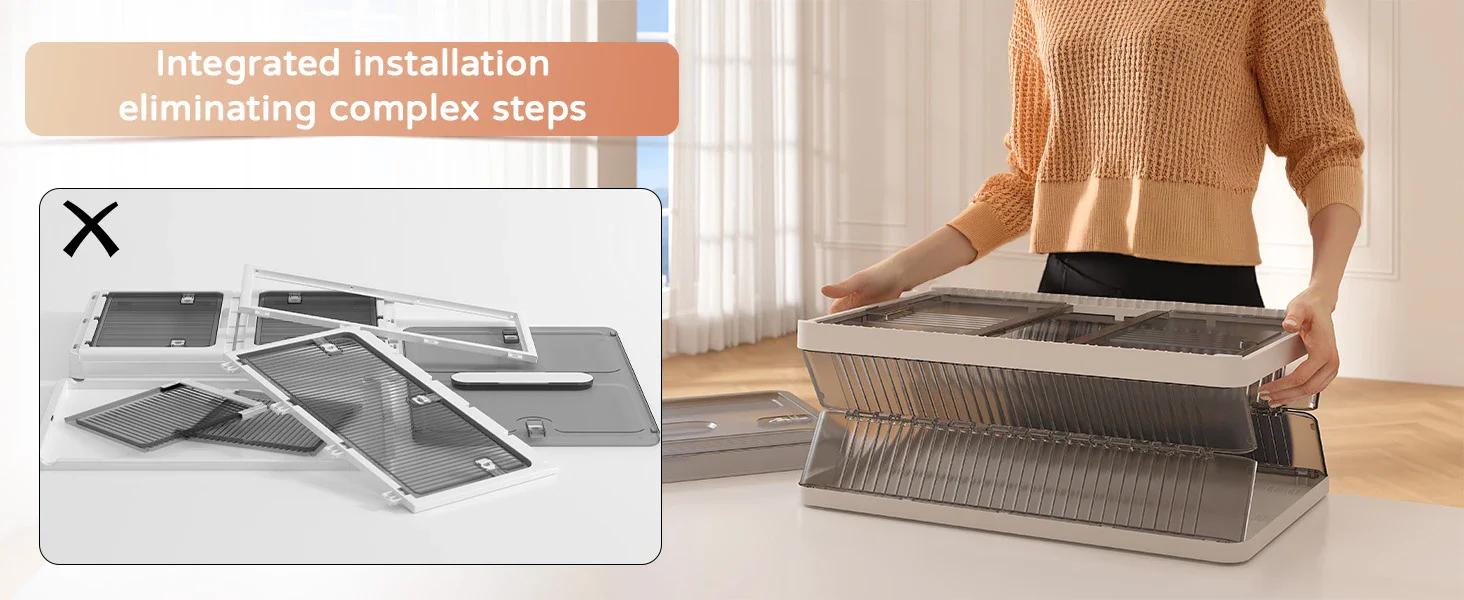 【Clearance】RaybeeFurniture 1/2/3/4/5/6 Pack Transparent Plastic Storage Bins with A Lid, Stackable Storage Containers for Clothes, Makeup, Folding Storage Boxes for Bathroom, Closet Organizers&Storage Bins for Bedroom, Living Room, Office, Dorm, Kitchen