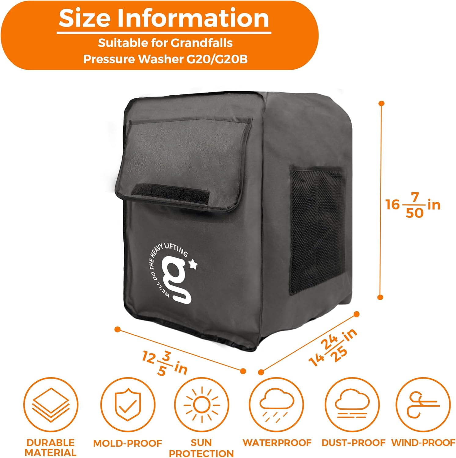 Giraffe Tools G20 Grandfalls Pressure Washer Cover Black - Waterproof and Anti-UV Resistant Black