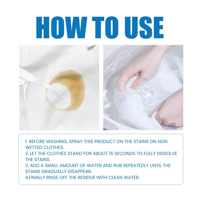 Powerful Stain Remover Deep Clean Fabric-Safe Skin-FriendlyMulti-Stain Laundry Cleaner Softens Brightens Gentle on HandsQuick Fix Clothes Stain Remover Grease Yellow Marks Eliminator