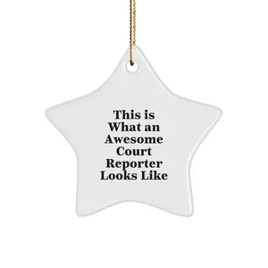 Court Reporter Gifts, Funny Star Ornament for Christmas Unique Gifts from Friends to Court Reporter, 'This Is What An Awesome Court Reporter Looks Like' Star Decoration