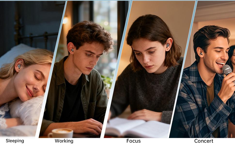 MSHUKCOE Mini Invisible Bluetooth Earbuds 5.4, 10h Playtime, LED Display, Long Battery, Stereo Sound, IPX5 Waterproof, USB Chargeable, Portable Headphones for Side Sleepers