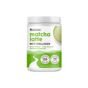 NativePath Matcha Latte Collagen Peptides with MCT Oil - 10g Grass-Fed Collagen & Organic Matcha for Energy & Focus - Keto, No Gluten or Dairy (8.1 oz)