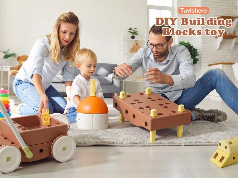 MOREFEEL 41PCS DIY Jumbo Building Blocks for Kids 3+ Year Old Fun Creative Stacking Blocks Toddler Developmental Play Toy Set Safe Educational Material Gift Ready Packaging for Boys & Girls - Car