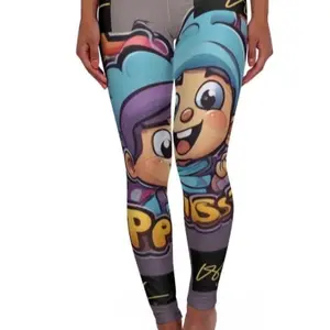 Marx Dublin Limited Edition Cartoon Gamer Characters Leggings High Waisted Yoga Leggings with Vibrant Print Bold Lettering & Neon Accents