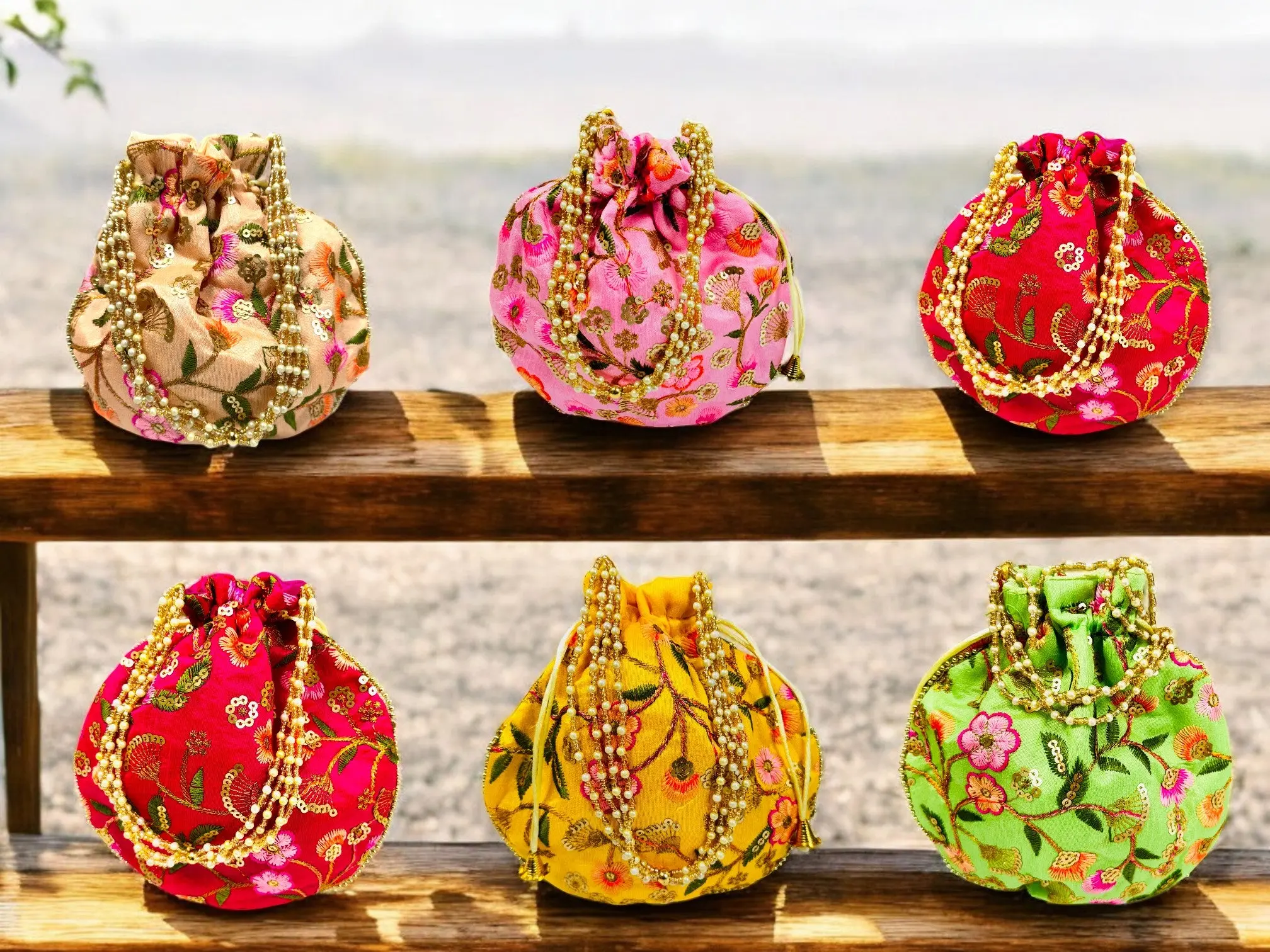 Embroidered Silk Potli Bag