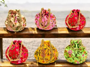 Embroidered Silk Potli Bag