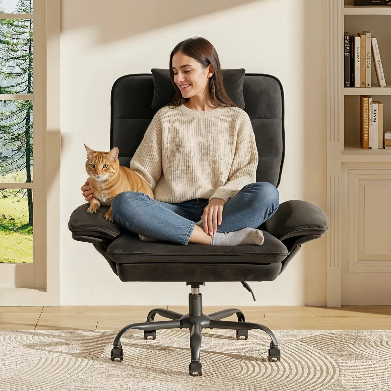 Bestier Big and Tall Ergonomic Office Chair for Adults - Flip-Up Arms, Adjustable Height, Reclining, Headrest, Side Pockets, 360° Swivel, Durable Commercial Office Furniture Chair, Office Chairs