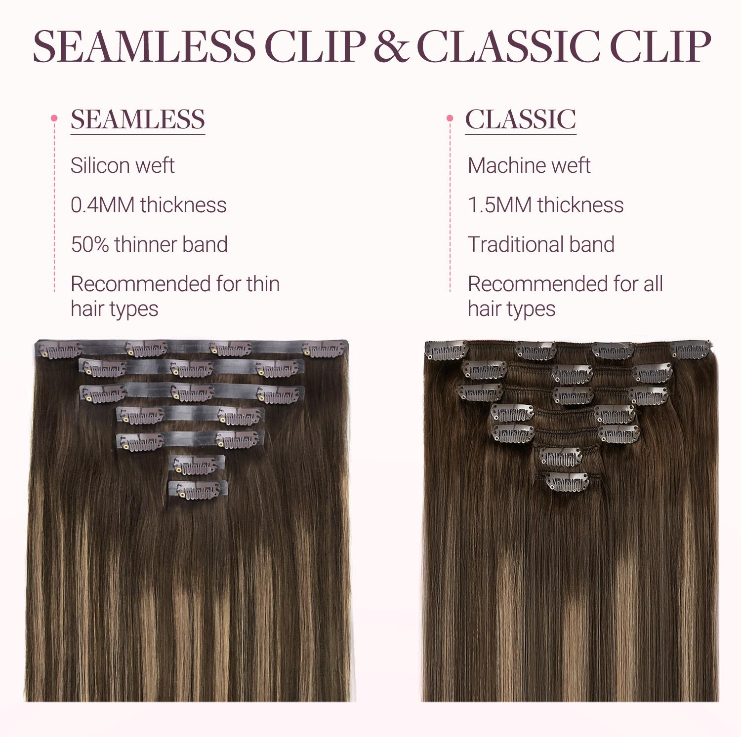 Seamless Clip in Human Hair Extensions 14-22 Inch Real Human Hair Clip Ins for Natural and Seamless Look Seamless Clip in Human Hair Extensions 14-22 Inch Real Human Hair Clip Ins for Natural and Seamless Look
