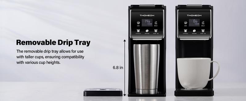 Hot & Iced Coffee Maker for K-Cups & Ground Coffee, Single-Serve Brewer with Bold Setting, Reusable Filter, Travel Mug Friendly, Compact & Quick Brew, Black Household Appliances espresso machine coffee bar supplies