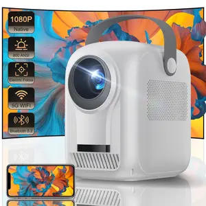 Portable Mini Projector with WiFi and Bluetooth,1080P Supported,Electric Focus & Auto Keystone,Home Movie Projector for Bedroom,Wireless 300" Display