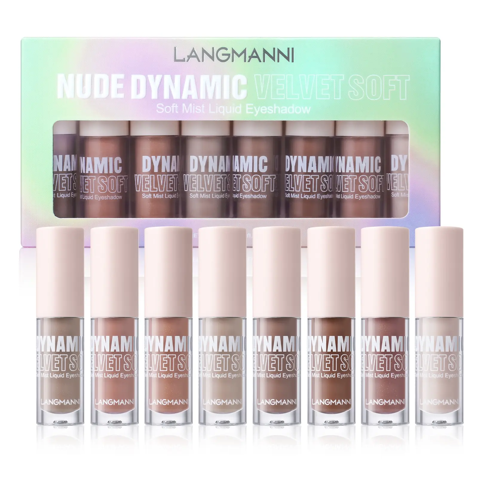 Langmanni Nude Liquid Eyeshadow Set Velvet Soft Long Lasting Highly Pigmented Palette Waterproof Base Eye Shadow Set, Cosmetic Eye Makeup Products
