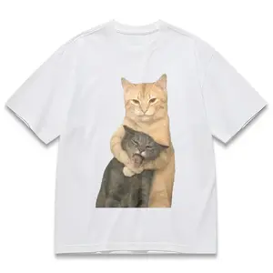 Hilarious Cat Graphic Tee Featuring Cozy Hugging Cats Perfect for Cat Enthusiasts