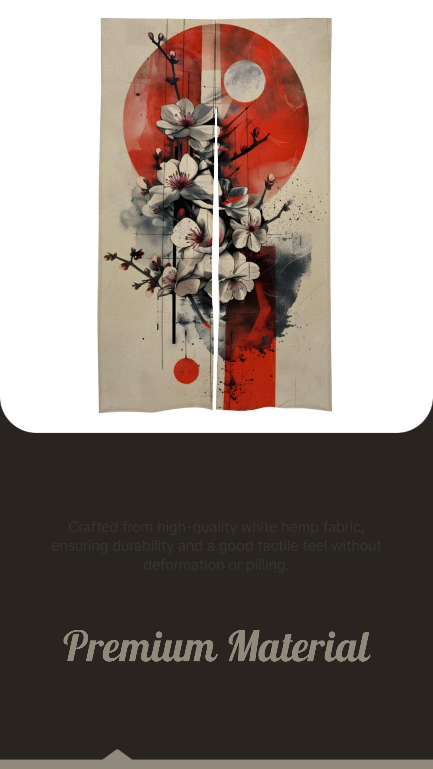 Japanese Vintage Sakura Floral Noren, Door Curtain - Japanese Traditional Room Divider for Home Decor - Doorway Curtain - Japanese Noren