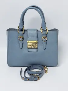 Pre-owned miu miu Leather Top Handle Bag miumiu Madras Top Handle Crossbody Bag JA242MM