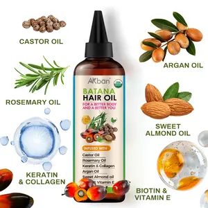 AKban Batana  Oil Infused with Castor Rosemary Keratin Argan Sweet Almond Biotin & Vitamin E for Healthy  4FL.OZ thicker-looking hair Organic Oil Hair Repair Conditioner