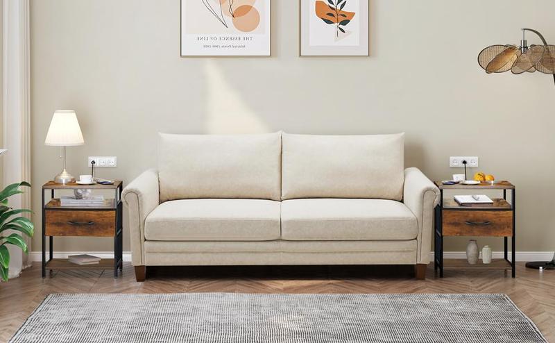 Homy Casa Anby 19" LED Nightstand Smart Side Table with USB Charging 2 Drawers RGB Mood Light Modern Bedroom Accent Table Homy Casa Anby 19" LED Nightstand Smart Side Table with USB Charging 2 Drawers RGB Mood Light Modern Bedroom Accent Table