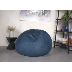 5-Foot Comfortable High-Density Shredded Foam Bean Bag Chair , with Removable Microsuede Cover, Ideal Reading and Bedroom Floor Lounge, Midnight Blue