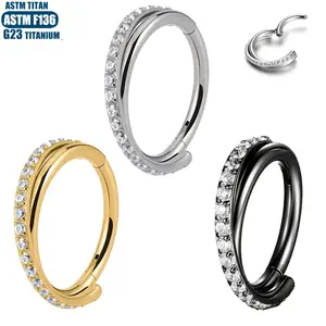 18G/16G Titanium Twisted Clicker Hoop • Hinged Segment Nose Ring • Septum Clicker Ring • Cartilage Hoop • Helix Earring Hoop