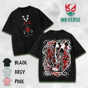 Blitzo Helluva Boss v2, Hazbin Washed Shirt, Comic Shirt, TV Show Shirt graphic tees Menswear Top Cotton Fabric lover streetwear
