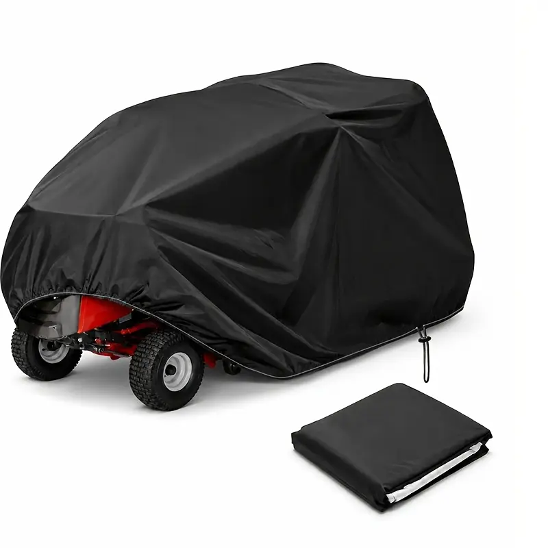 Heavy-Duty All-Weather Residential 3-Layer Bonded Fabric Protective Cover with Coated Backing, Adjustable Buckle Straps, Elastic Hem, 100% Waterproof, UV-Sun Protection, Wind-Proof Tie-Down Kit for Lawn Mowers, ATV, Garden Furniture