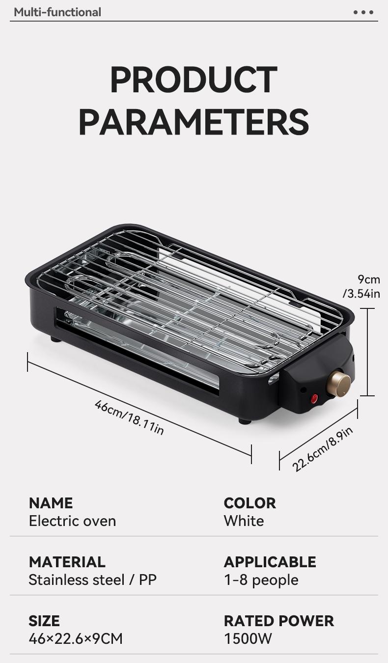 Electric Indoor Grill 1500W -2 in 1 Smokeless Indoor Grill for Kitchen with Non-stick Removable Grill & Griddle Plate,Temperature Control Korean BBQ Grill with 3 Cheese Pans Dishwasher Safe
