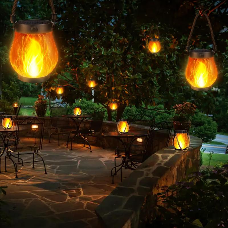 BougeRV 5.5 inch Solar Lantern Outdoor Lights 2025 new, Upgraded Flickering Flame Solar Lantern Outdoor Waterproof Lights, Solar Lanterns for Patio Garden Decoration, Flame Garden Lanterns for Outdoor Patio Trail Decorations, Holiday Decoration