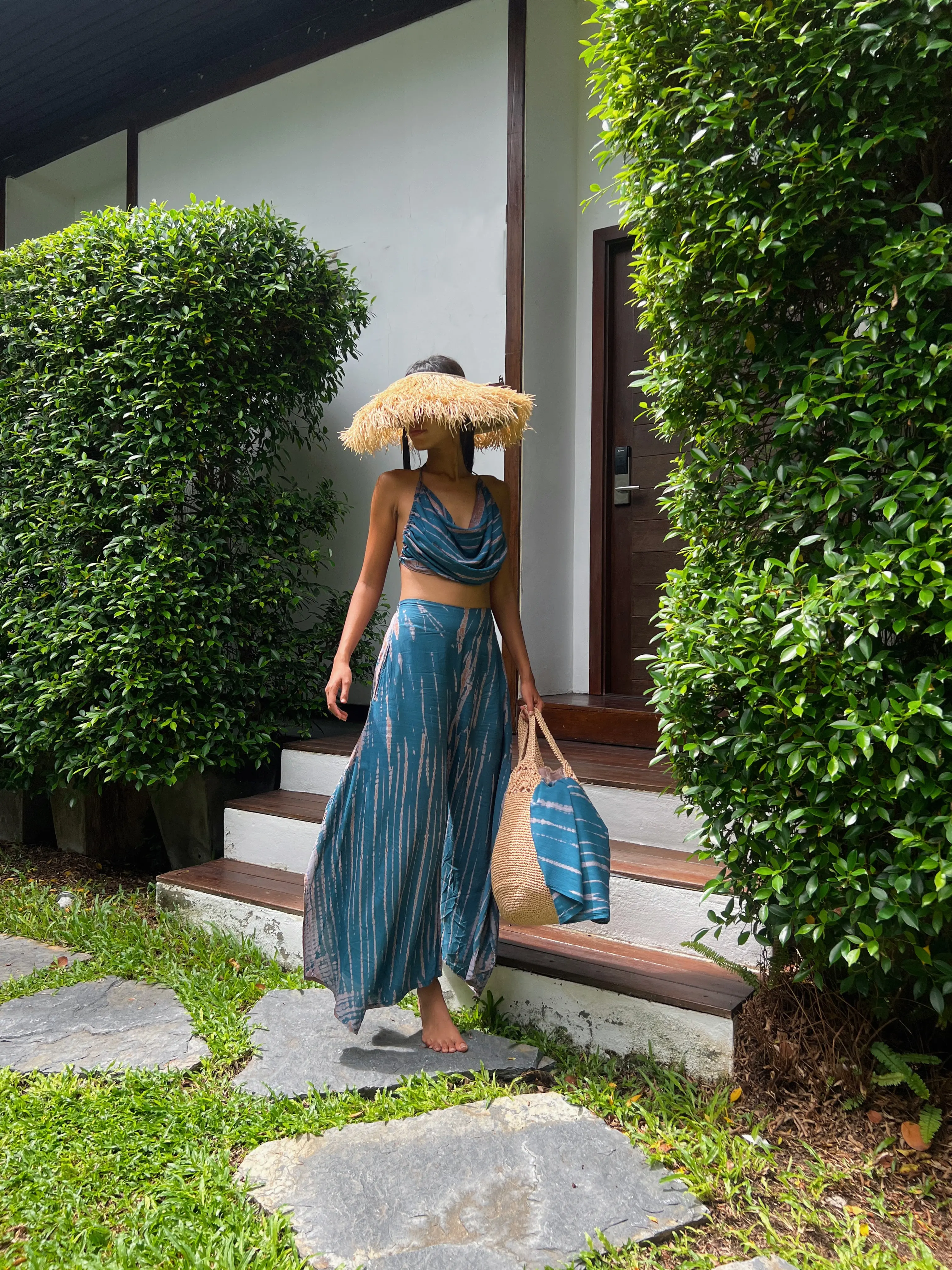 Maya Tie Dye Wide-Leg Pants - Teal