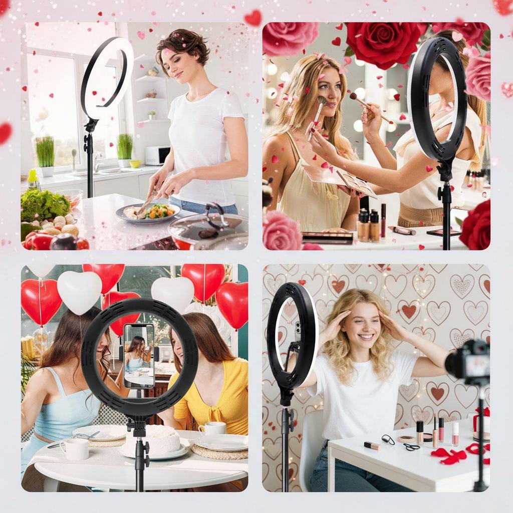 12" Selfie Ring Light With 63-81" Adjustable Tripod & Phone Holder - Dimmable For Live Streaming, Zoom Calls & Photography/March Madness/Spring Break - SuperBowl Creator Essential / International Women's Day