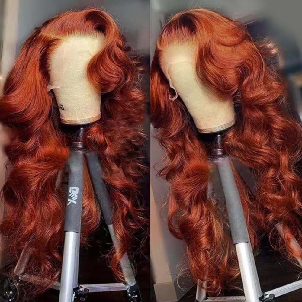 Bling Hair Body Wave Reddish Brown Human Hair Wigs 13x6 HD Transparent Lace Front Wigs Pre Plucked Auburn Brown 13x4 HD Lace Wig Human Hair
