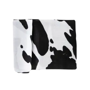 Organic Cotton Muslin Swaddle Blanket - Moo Cow