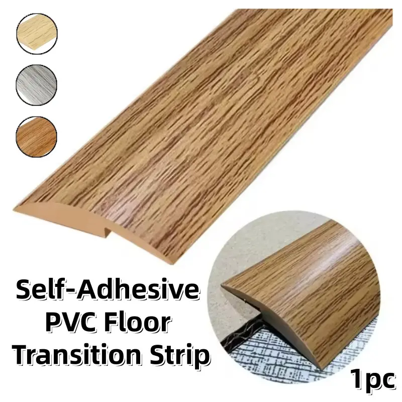 1m Self-Adhesive Durable PVC Material Floor Transition Strip, Easy Installation, Wood Grain Flexible Edges Trim, Carpet to Tile Laminate Flooring Seam Strip, DIY Home Floor Decoration, Flexible Edging, Home Improvement