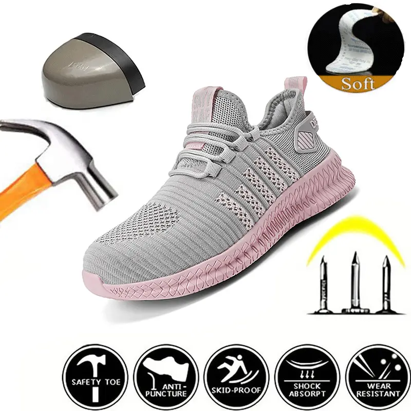 Women's Modern Double Duty Work & Safety Walking Shoes - Laced, Closed, Cushioned, Chic, Anti-Puncture, Breathable, Sturdy, All-Seasons On-Job Wear Footwear