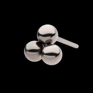 Titanium Threadless Trinity Ball Flatback Stud Earring