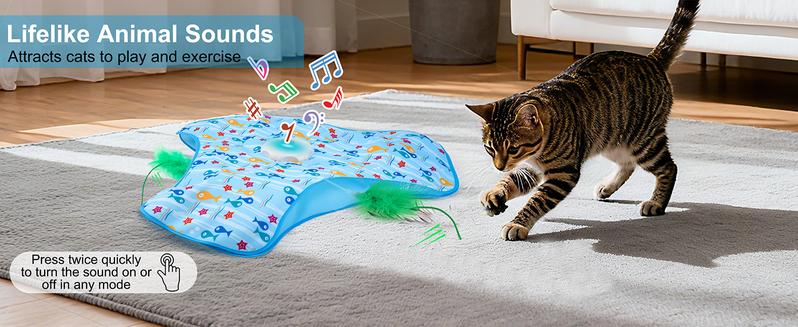 Hide and Seek Cat Toys Interactive Rechargeable Moving Feathers Real Mouse Squeaky Touch Activated Exercise Toys for Indoor Cats