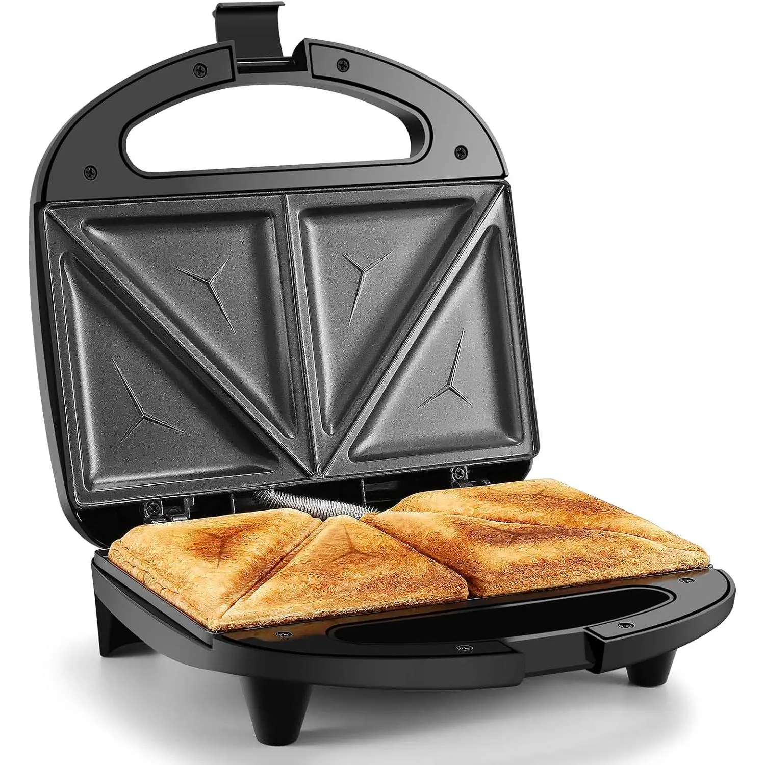 OSTBA 3-in-1 Sandwich Maker Toastie Machine - Tabletop Griddle, Toaster, Electric Panini Press with Non-Stick Plates, LED Light, Cool-Touch Handle, Black Universal Fry Griddle Kitchen Appliance for Wife