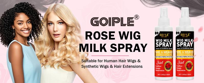 Rose Wig Milk Spray 3 in 1 Conditioner Detangler Moisturizer for Human & Synthetic Wigs with Rose Scent and Milk Spray Format Rose Wig Milk Spray 3 in 1 Conditioner Detangler Moisturizer for Human & Synthetic Wigs with Rose Scent and Milk Spray Format