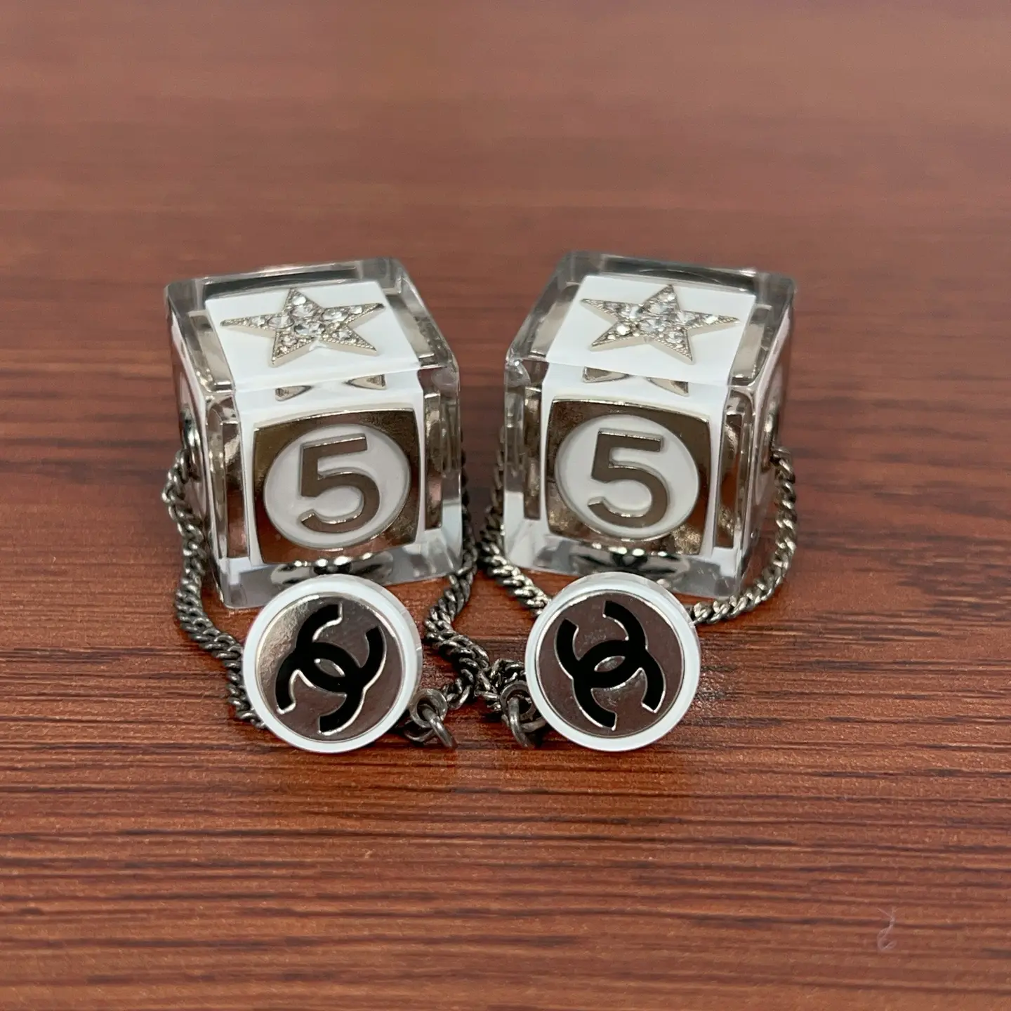 Pre-owned CHANEL No.5 Cube Dangle Earrings mq194
