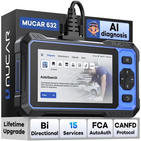 【toolupgrade】MUCAR 632 OBD2 Diagnostic Tool AI Assisted Bi-directional CANFD Protocal ECM/TCM/ABS/SRS Diagnosis 15 Reset Lifetime Free Update