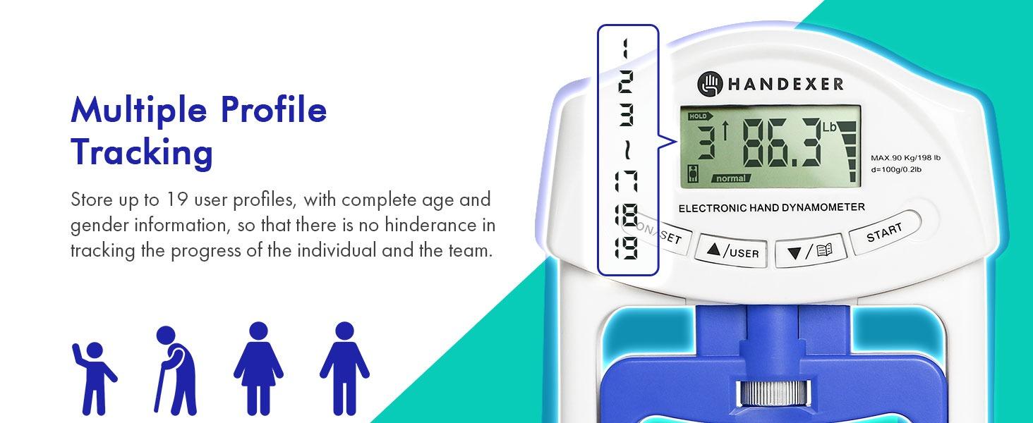 Handexer Grip Strength Tester 198lb/90kg, Digital Hand Dynamometer FDA Registered with Backlit LCD for Grip Strength Testing and Training