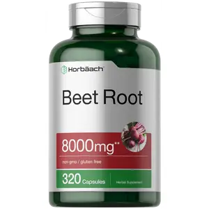 Horbäach Beet Root Powder Capsules 8000mg | 320 Pills | Non-GMO, Gluten Free Formula | High Potency Herbal Extract Supplement